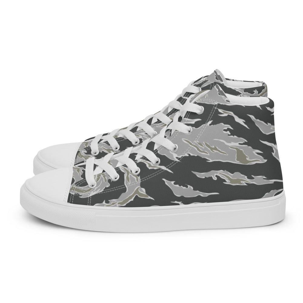 Tiger Stripe Drab Camo Men’s high top canvas shoes