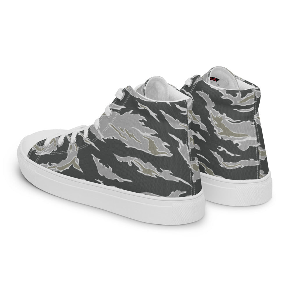 Tiger Stripe Drab Camo Men’s high top canvas shoes