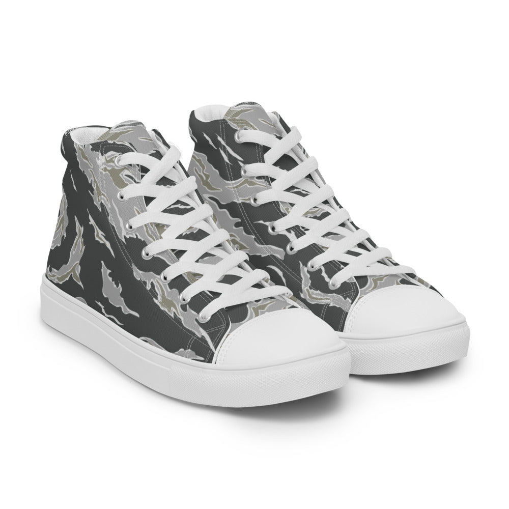 Tiger Stripe Drab Camo Men’s high top canvas shoes
