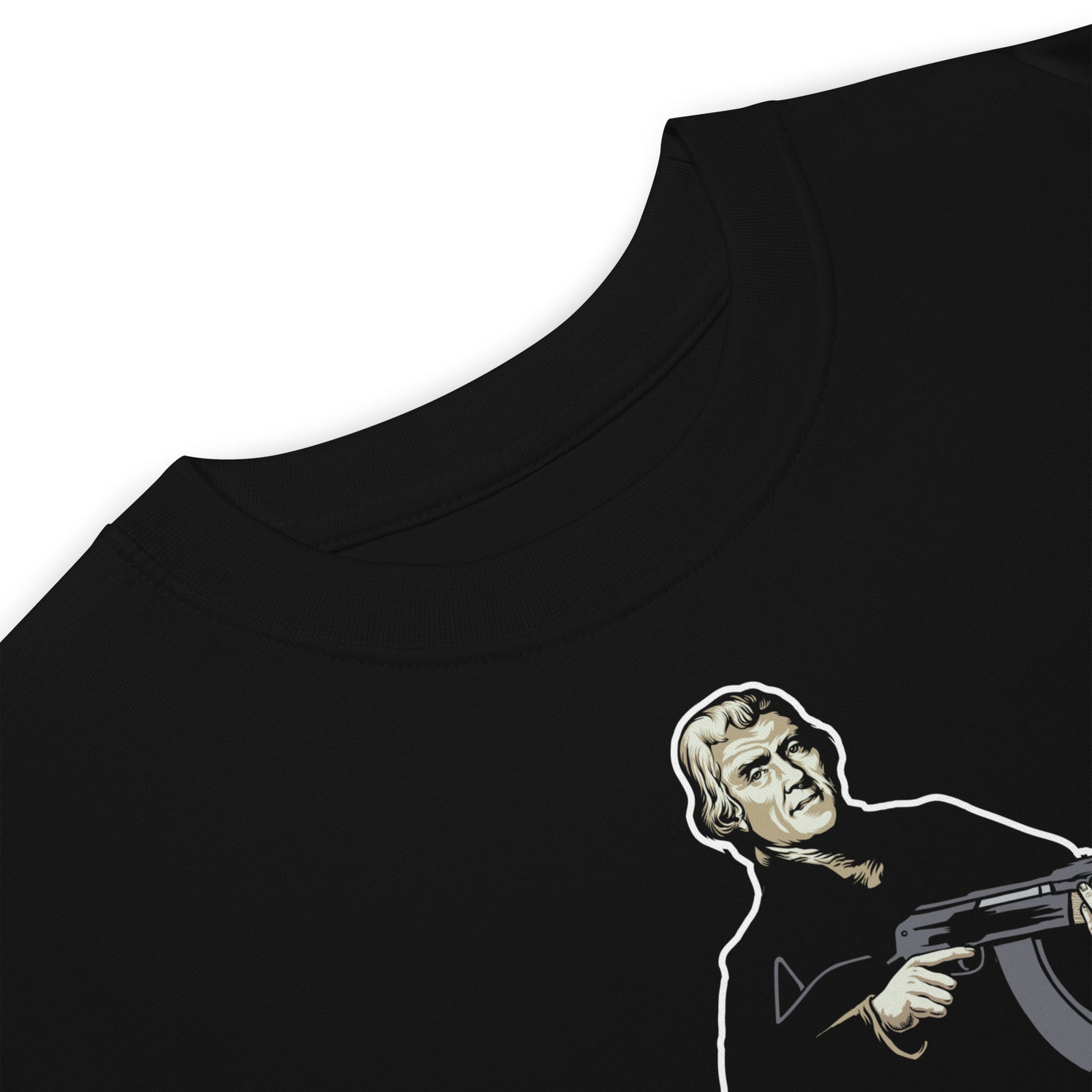 Thomas Jefferson Holding an AK47 Heavyweight Graphic T-Shirt