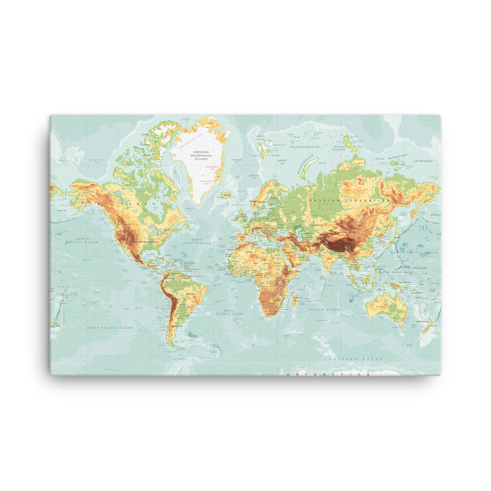 Large World Map Canvas