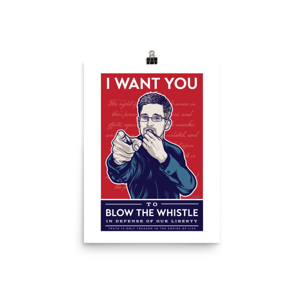 I Want You To Blow The Whistle Edward Snowden Print