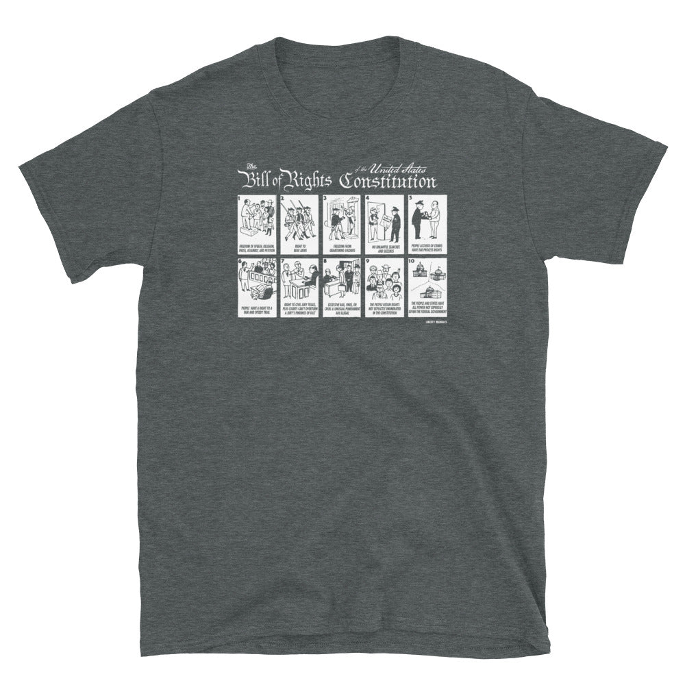 Illustrated Bill of Rights Dark T-shirt