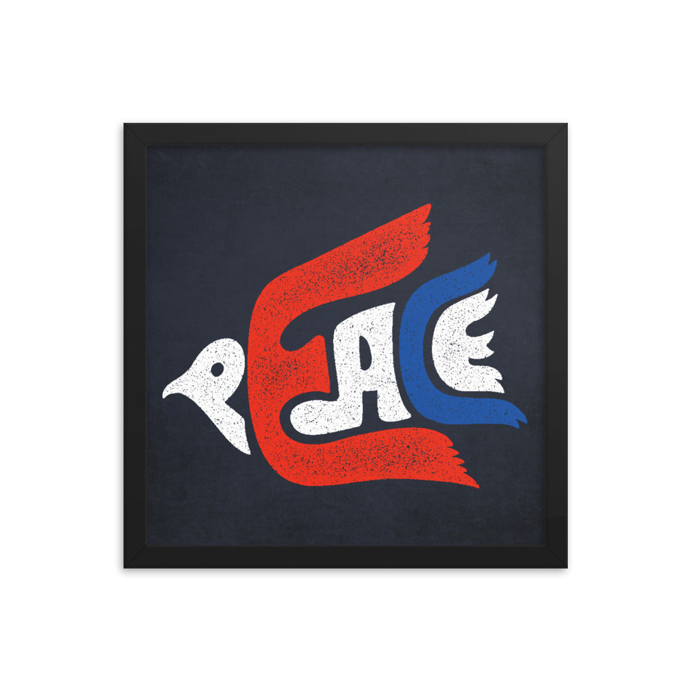 Peace Dove Typographic Framed poster