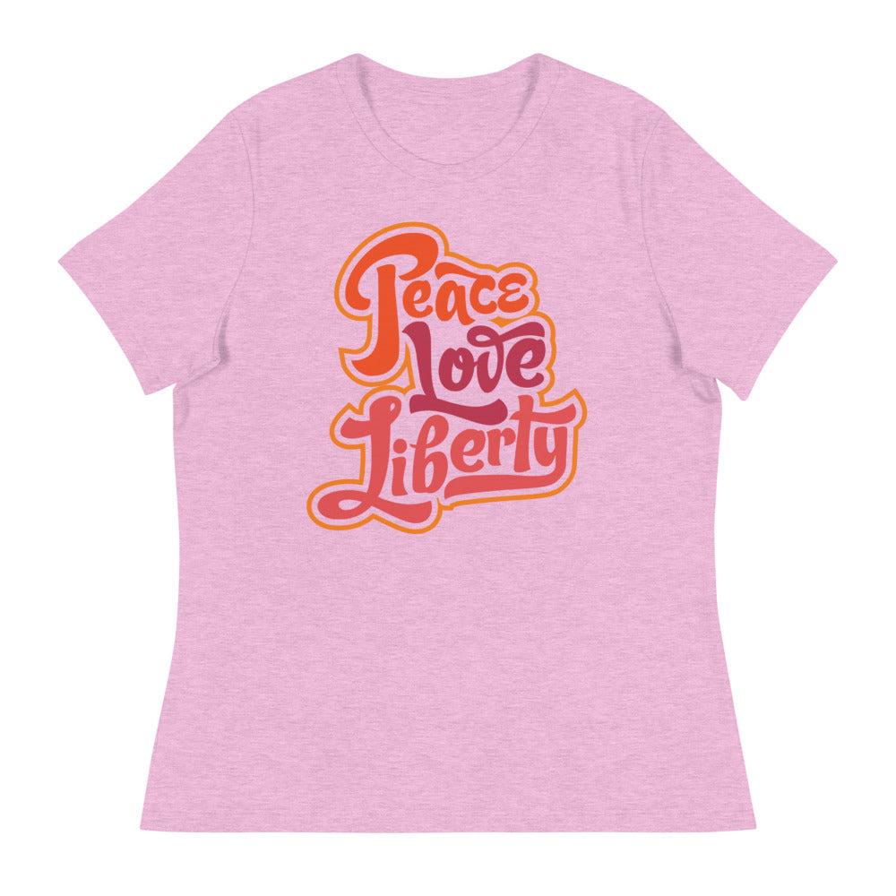 Peace Love Liberty Ladies Relaxed Fit Crew Neck Tee