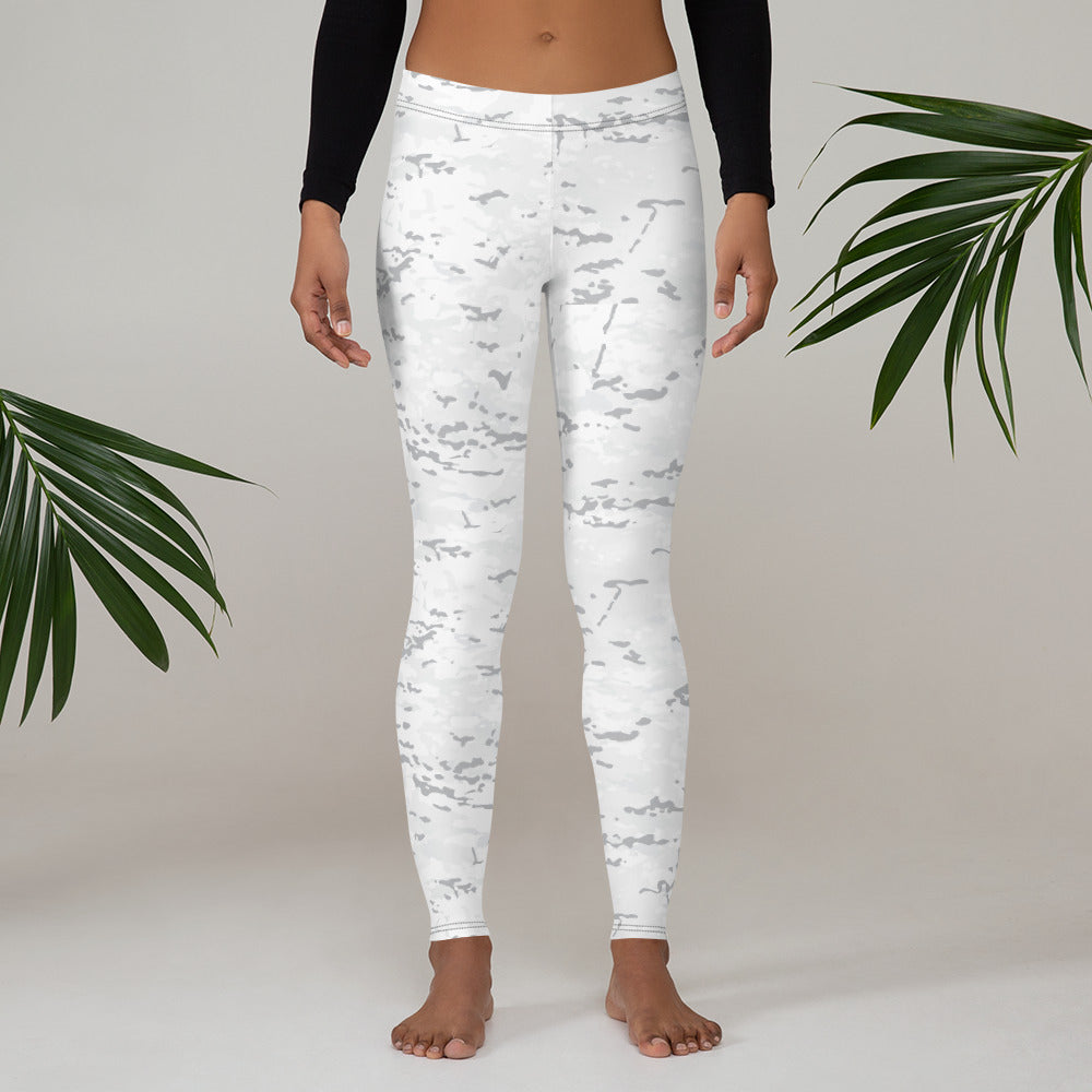 White Camouflage Full Length Hand Stitched Leggings