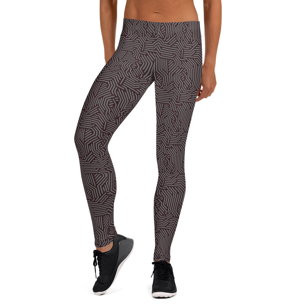 Black and Grey Liberty Maniacs Handmade Digital Print Womens Leggings