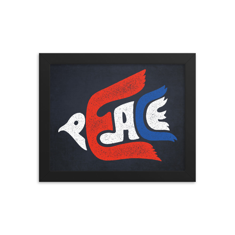 Peace Dove Typographic Framed poster