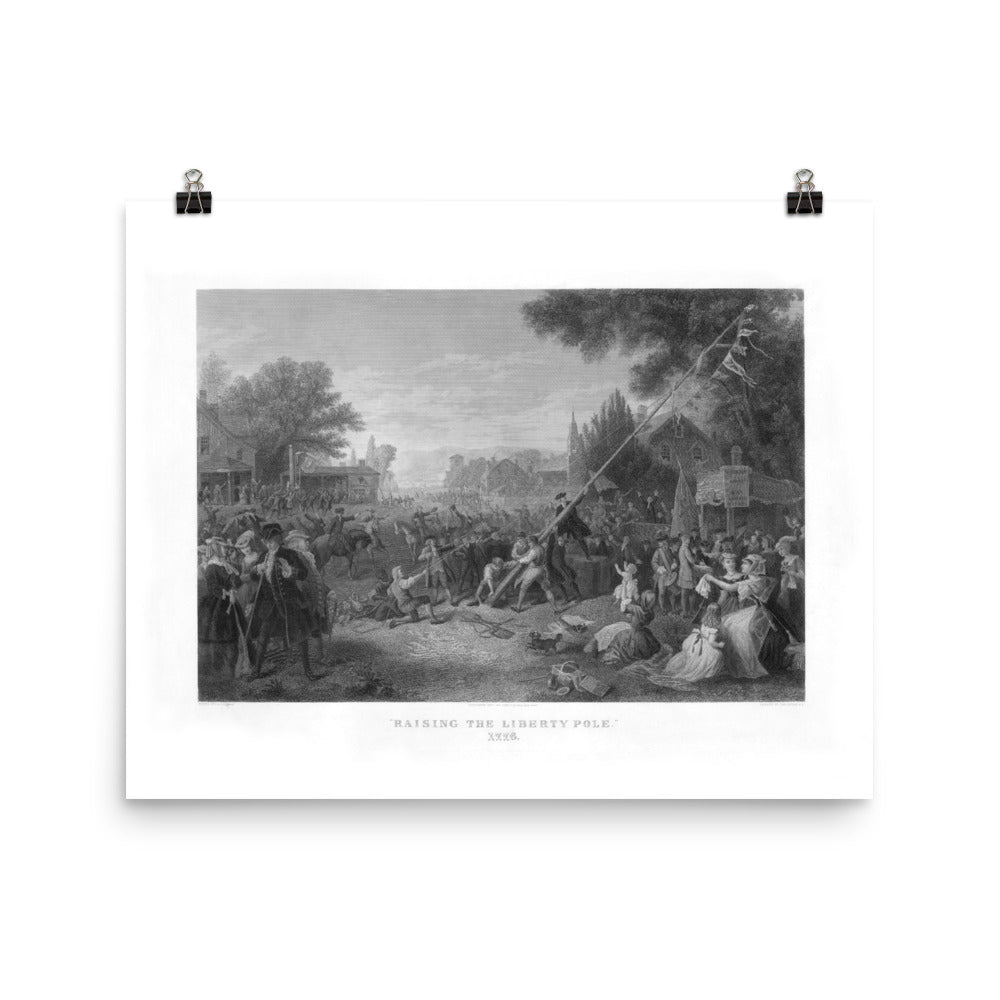 Raising the Liberty Pole 1776 Engraving Print