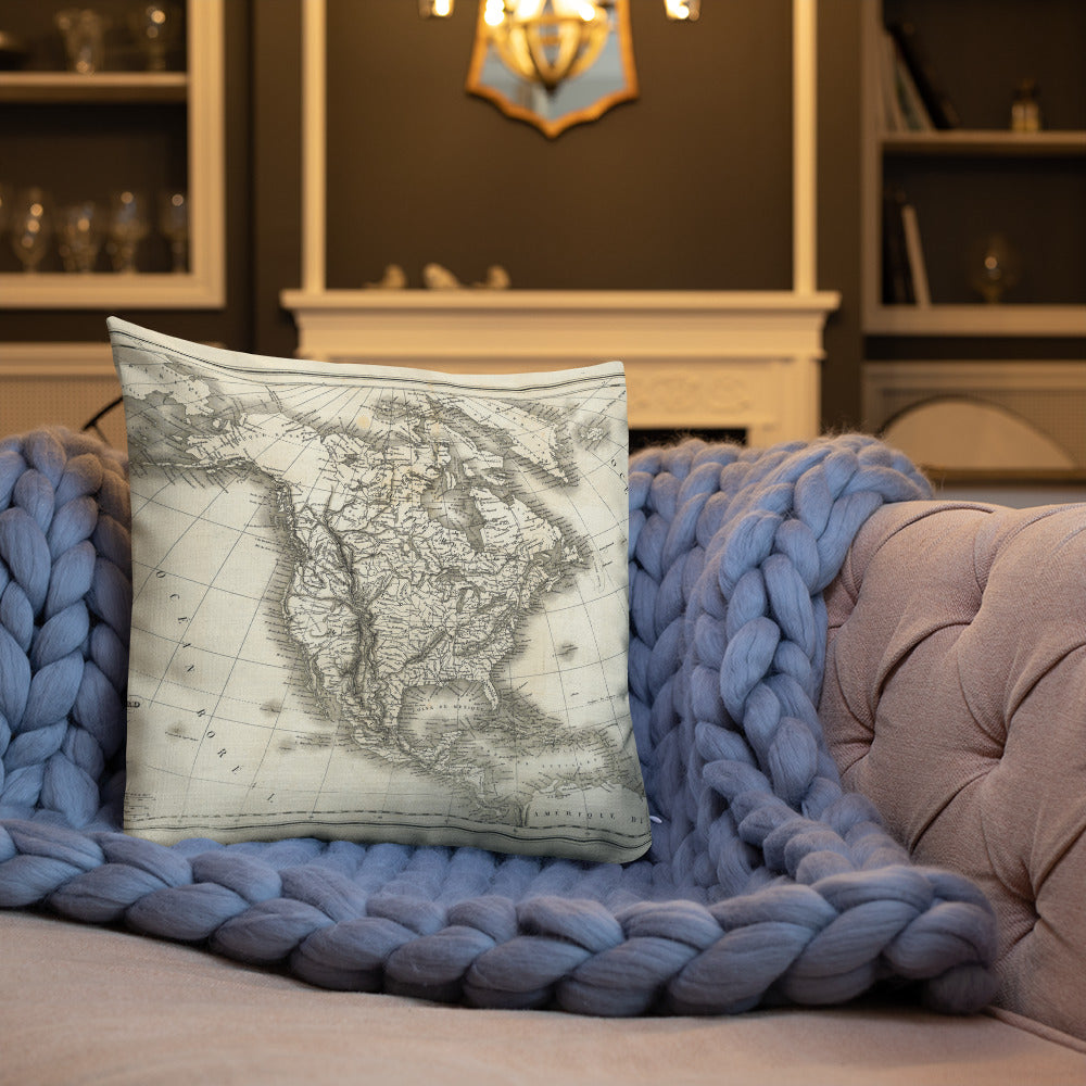 Antique American Map Decorative Throw Pillow