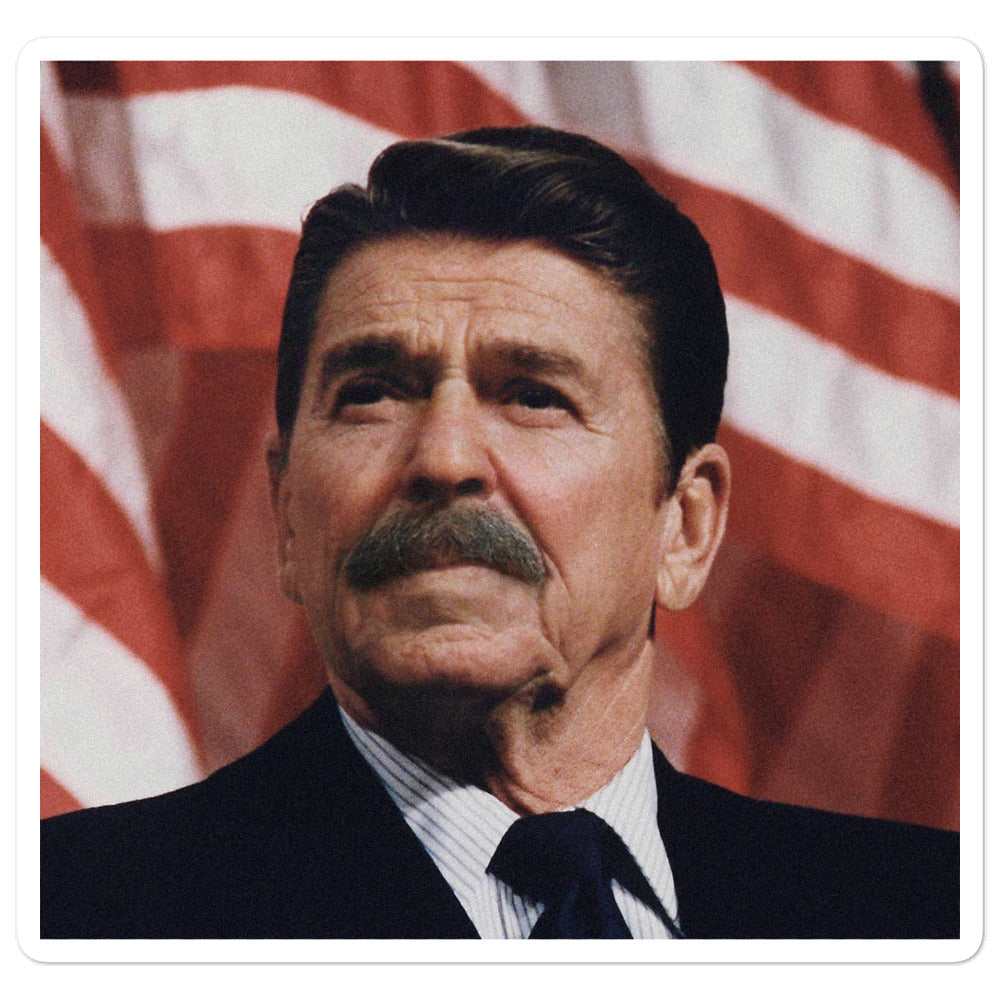 Reagan In A Mustache Sticker