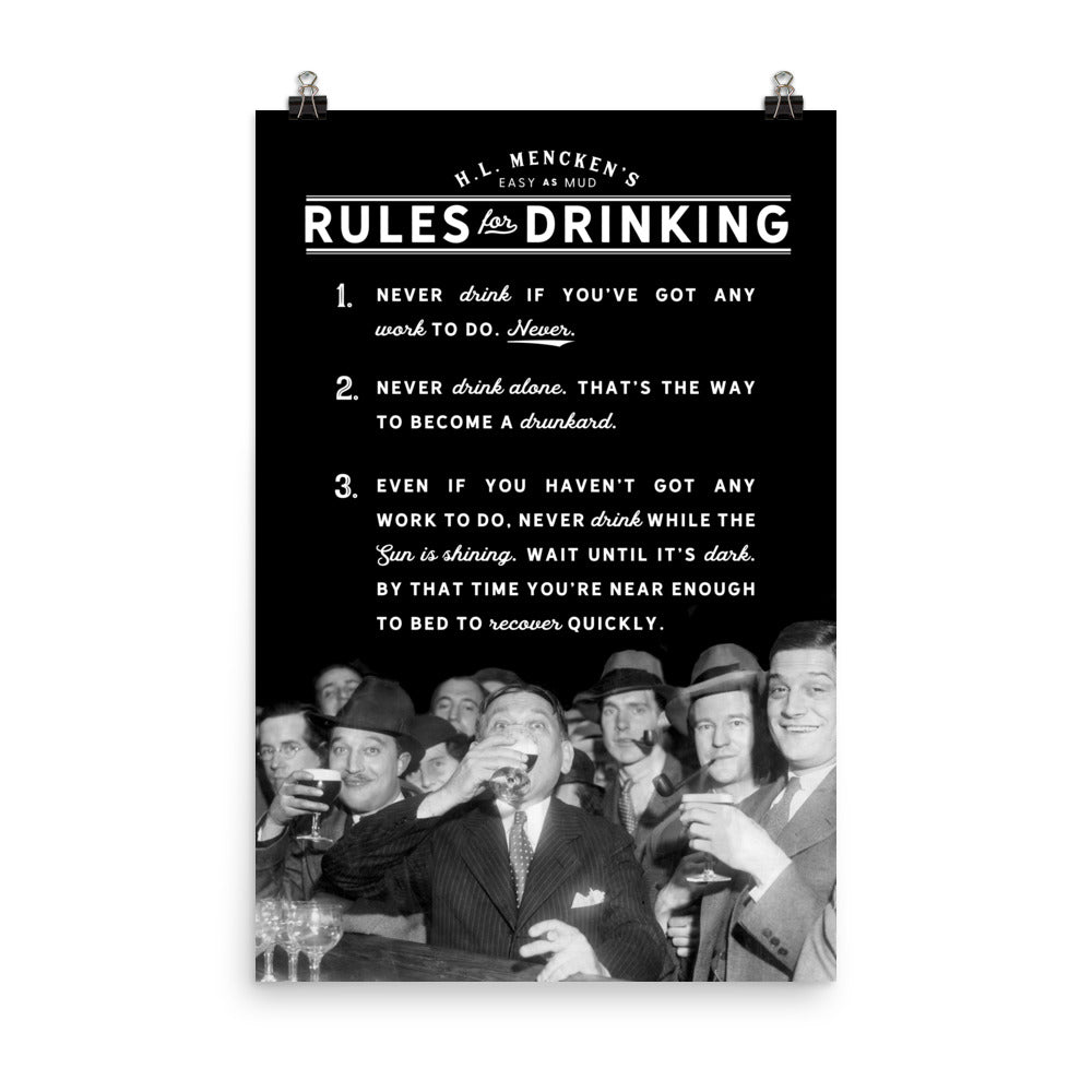 Mencken's Rules for Drinking Poster
