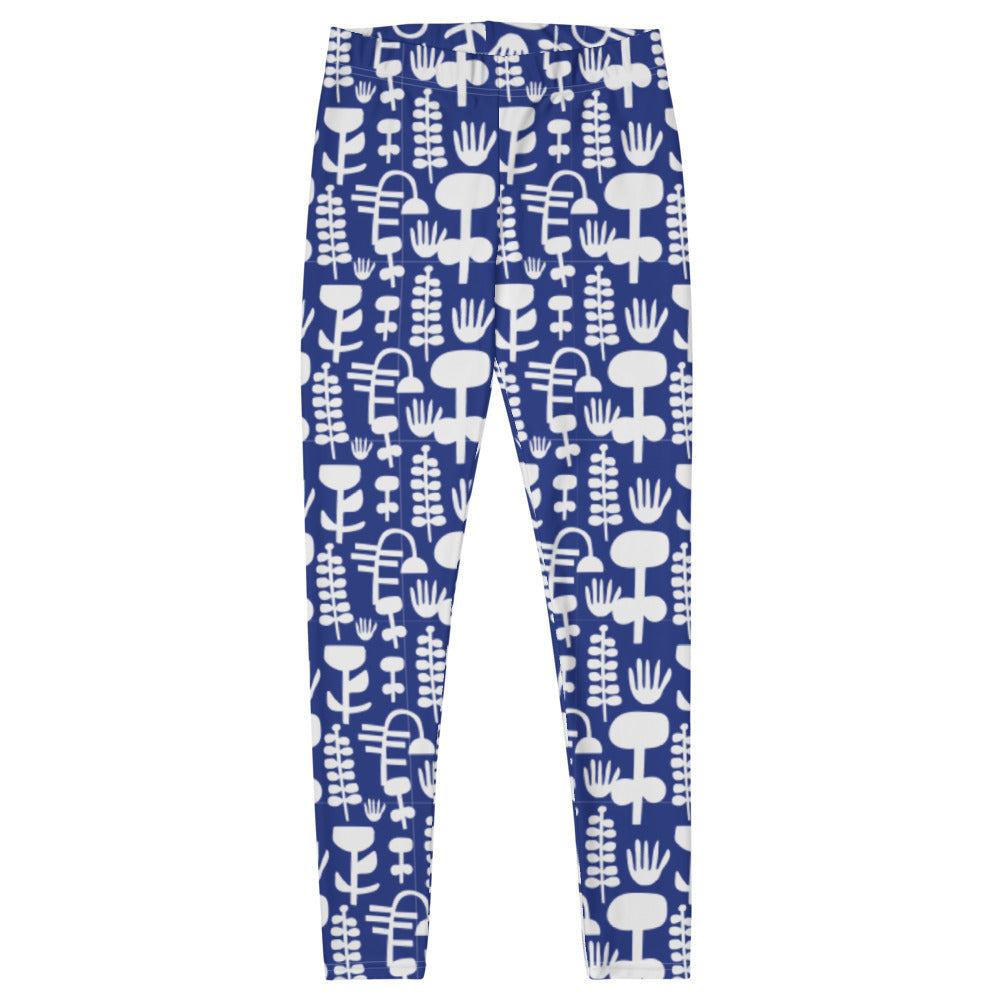 Linnea Scandinavian Blue and White Pattern Leggings