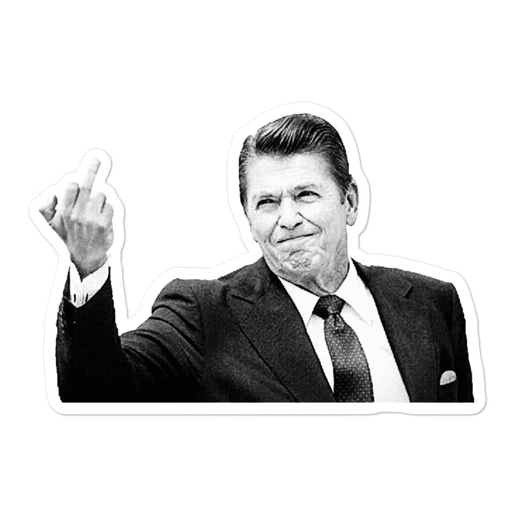 Ronald Reagan Flipping the Bird Sticker