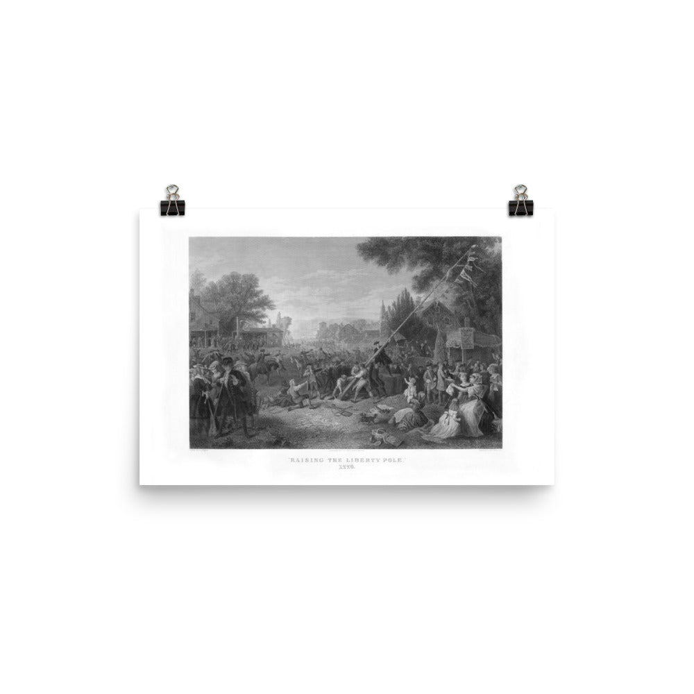 Raising the Liberty Pole 1776 Engraving Print