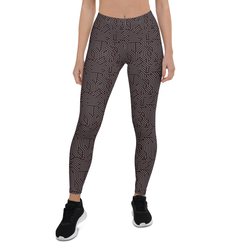 Black and Grey Liberty Maniacs Handmade Digital Print Womens Leggings