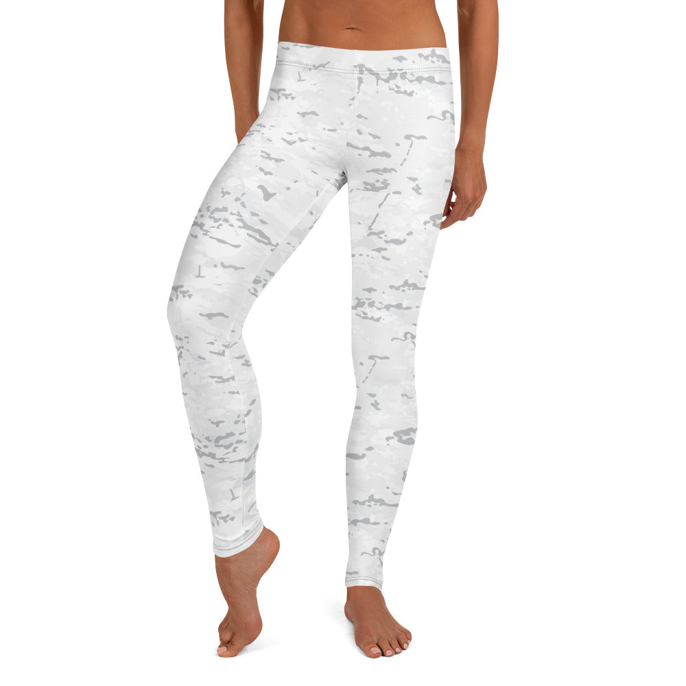 White Camouflage Full Length Hand Stitched Leggings