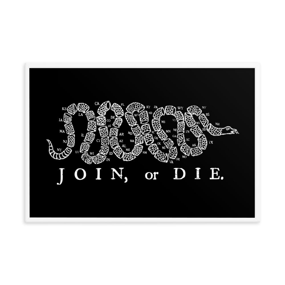 Join or Die 50 State Framed poster