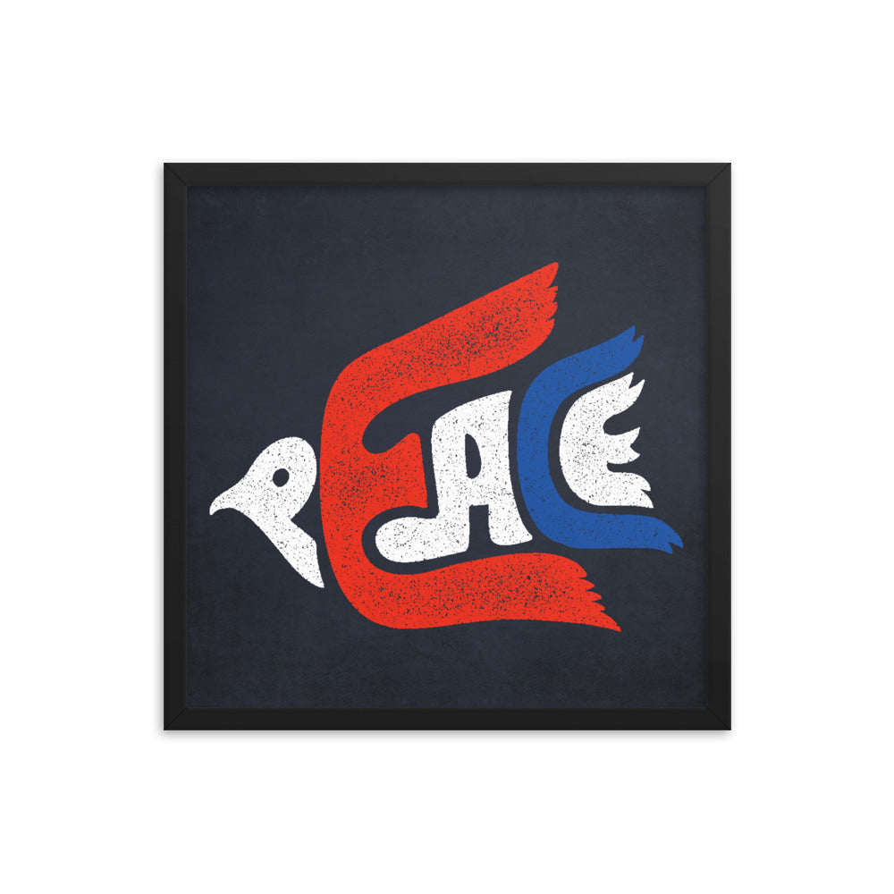 Peace Dove Typographic Framed poster