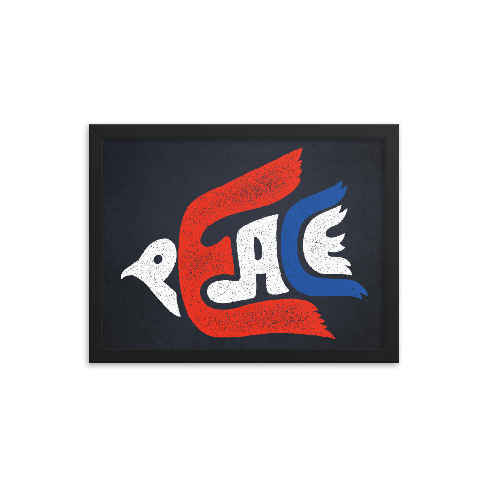 Peace Dove Typographic Framed poster