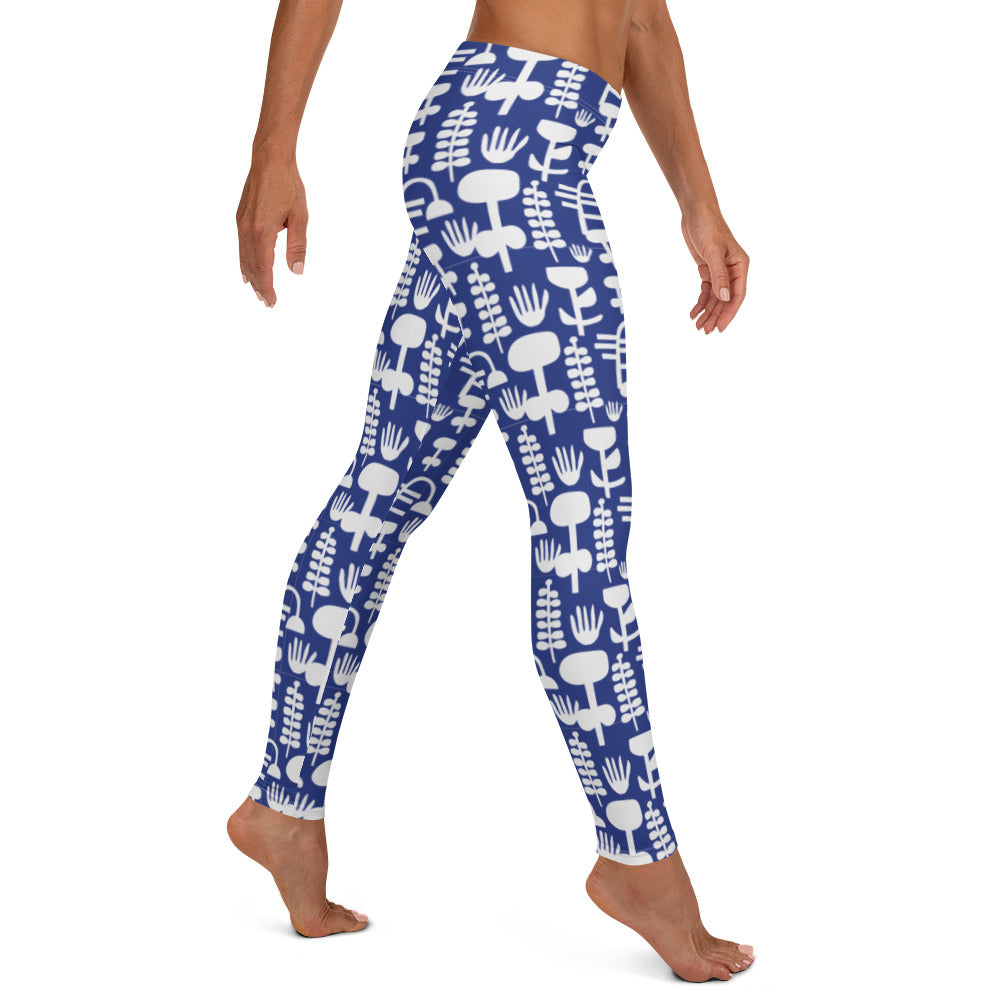Linnea Scandinavian Blue and White Pattern Leggings