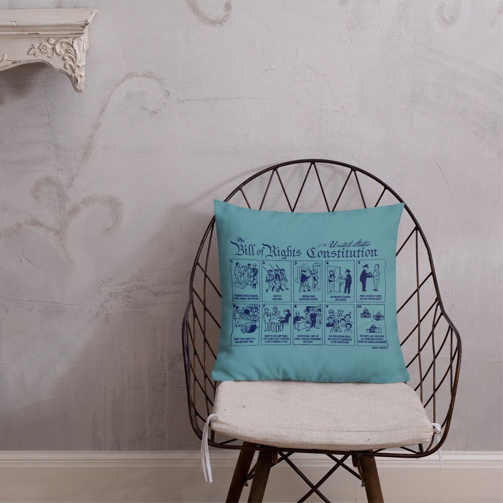 Bill of Rights Blue Throw Pillow