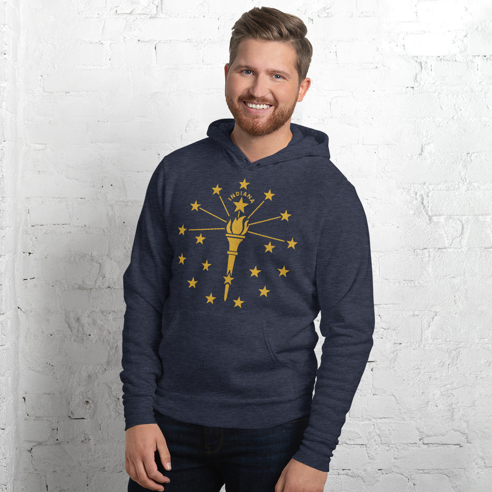 Indiana State Flag Heather Navy Vintage Ultrasoft Unisex Hoodie