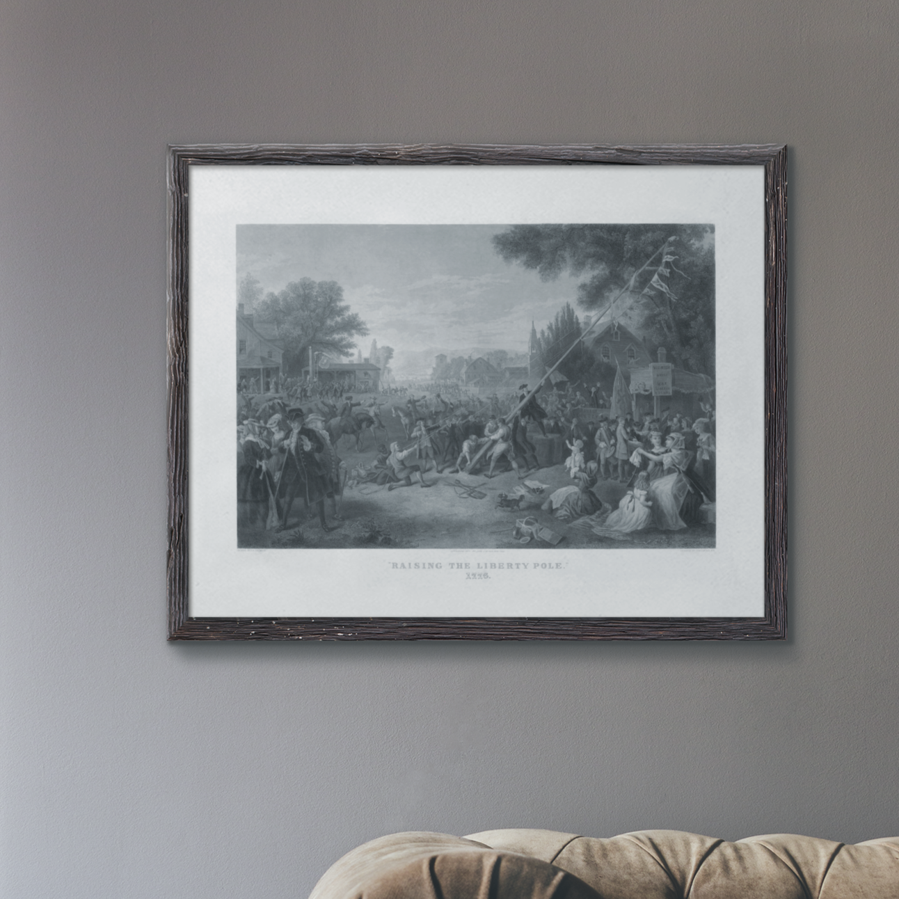 Raising the Liberty Pole 1776 Engraving Print