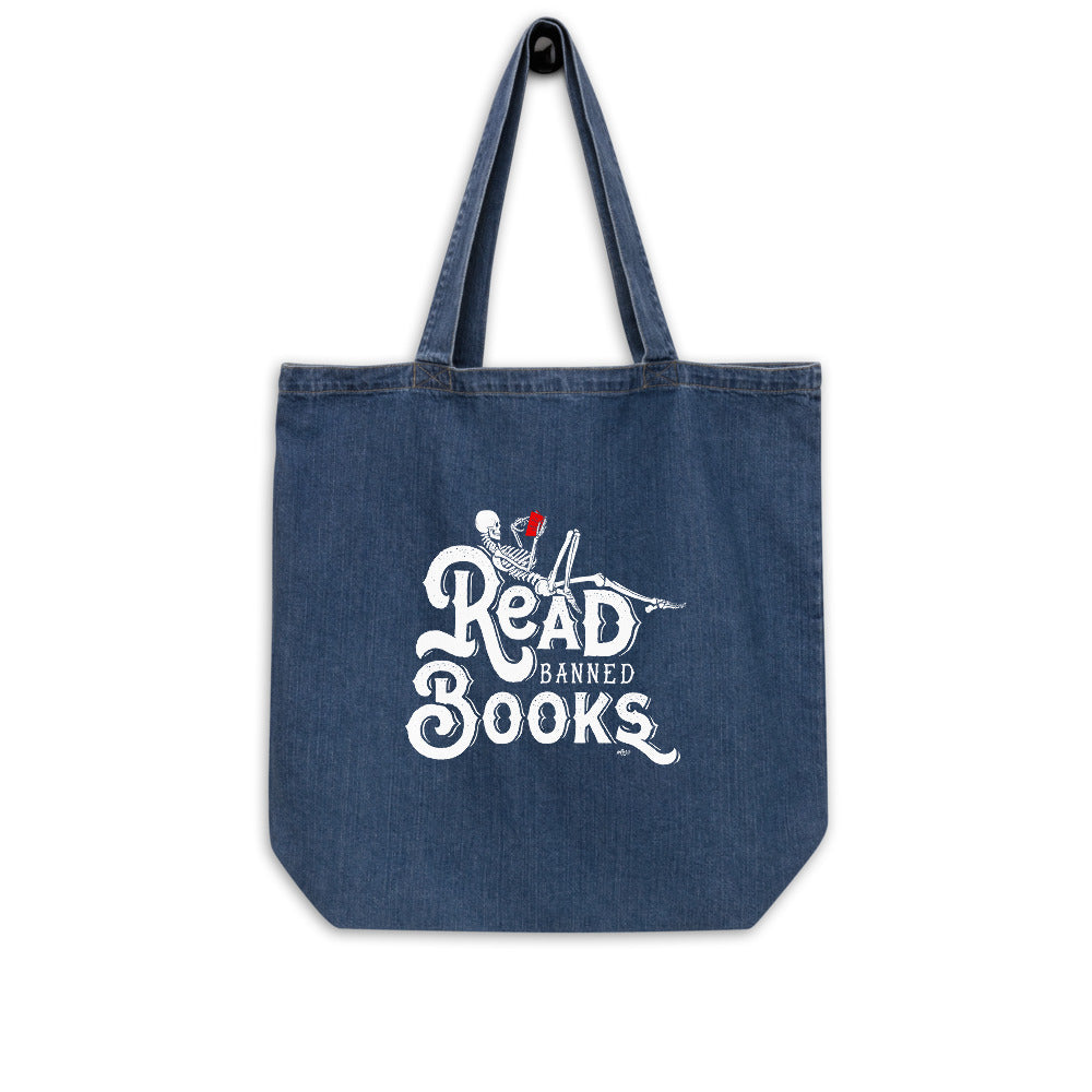 Read Banned Books Organic Denim Tote Bag