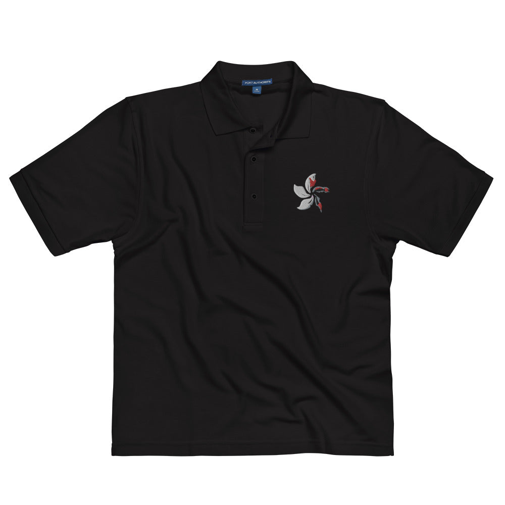 Black Bauhinia Embroidered Men's Polo
