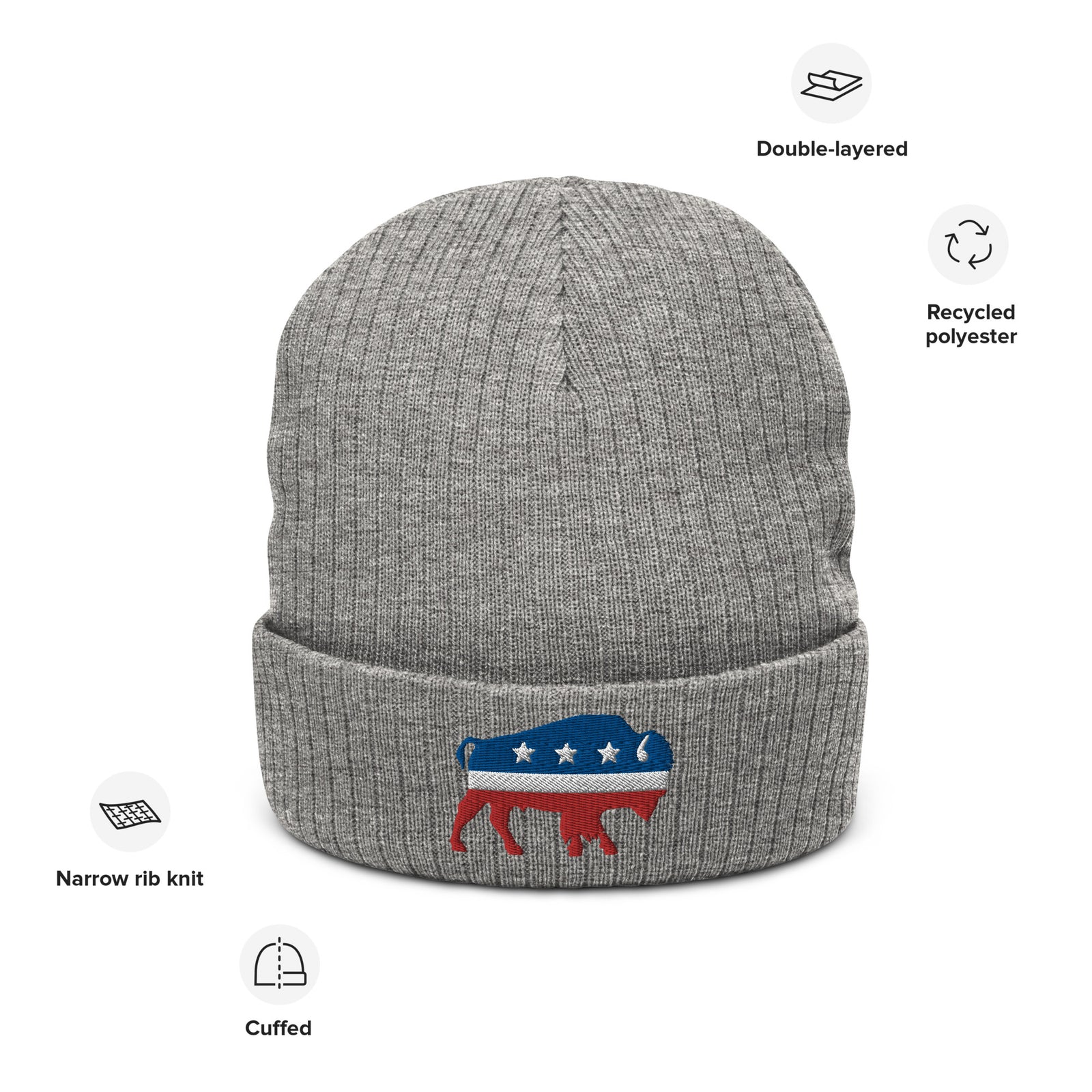 American Bison Independent Ribbed Knit Beanie
