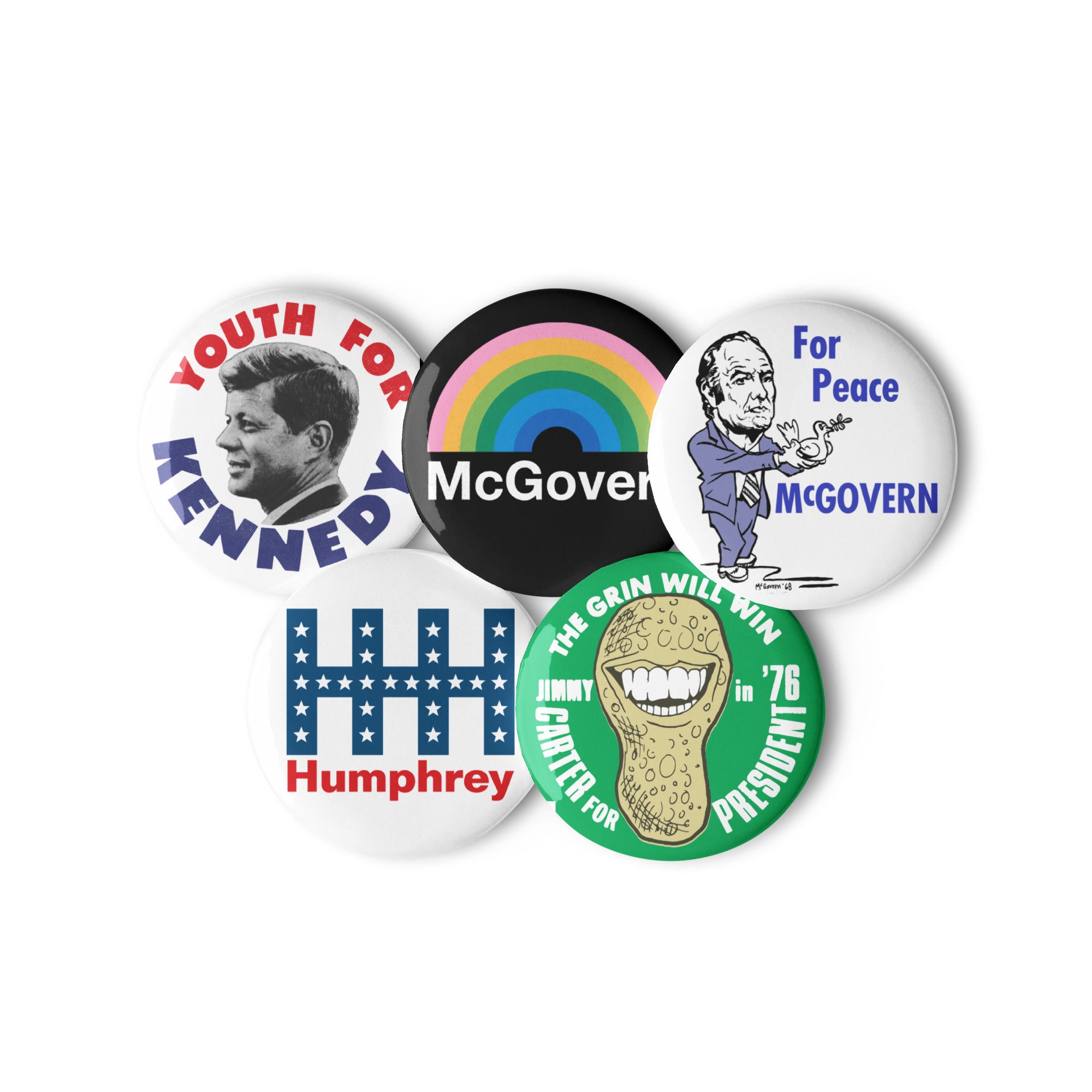 Retro Democrats 60s & 70s Campaign Button Pack 1
