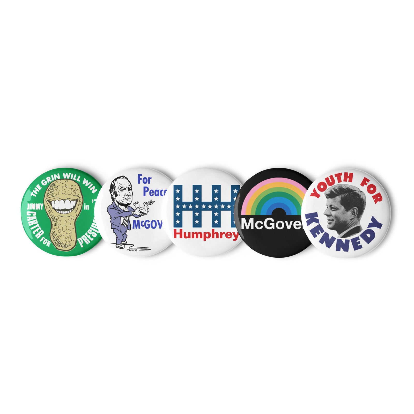 Retro Democrats 60s & 70s Campaign Button Pack 1