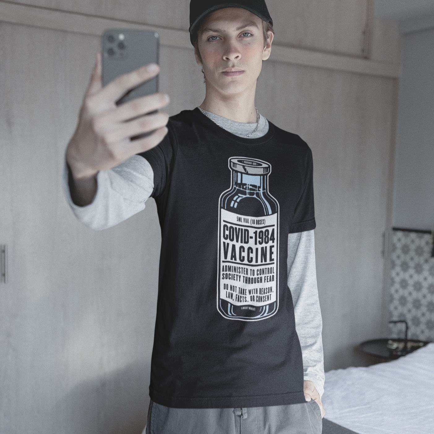 COVID 1984 Vile Vial Short-Sleeve Unisex T-Shirt