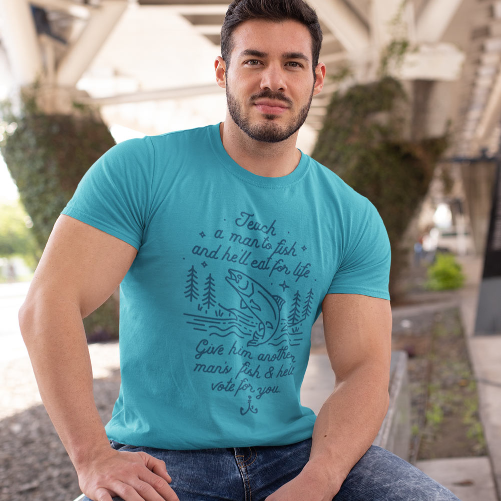Teach A Man To Fish Vintage Graphic T-Shirt
