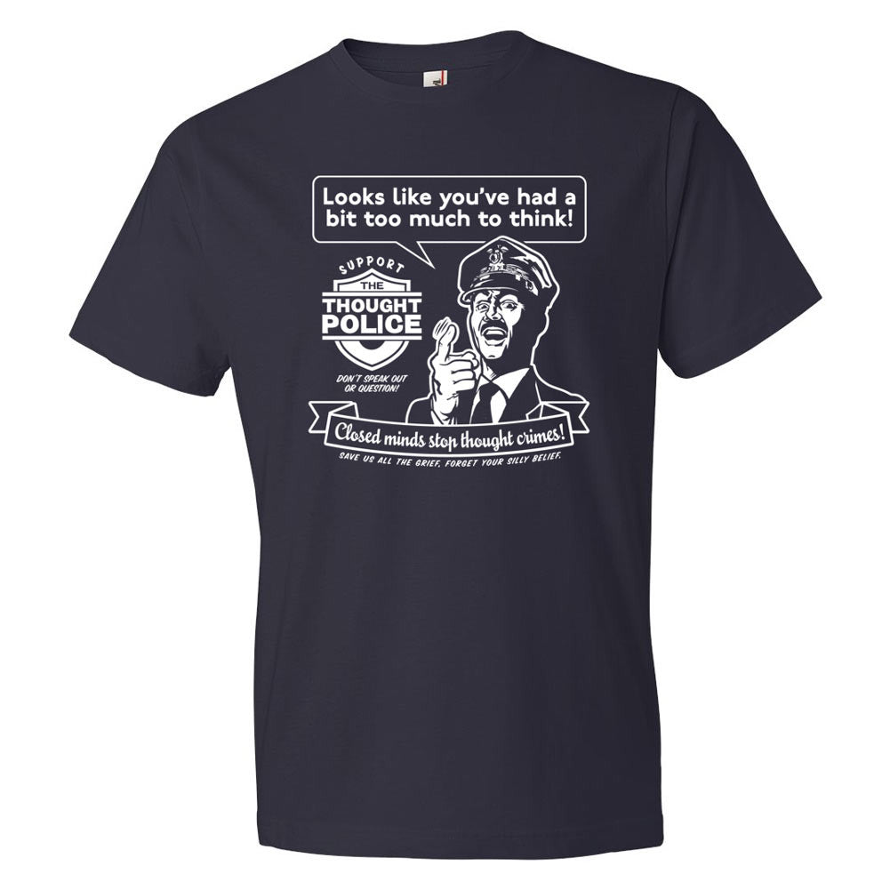 Too Much To Think Retro Thought Police Graphic T-Shirt