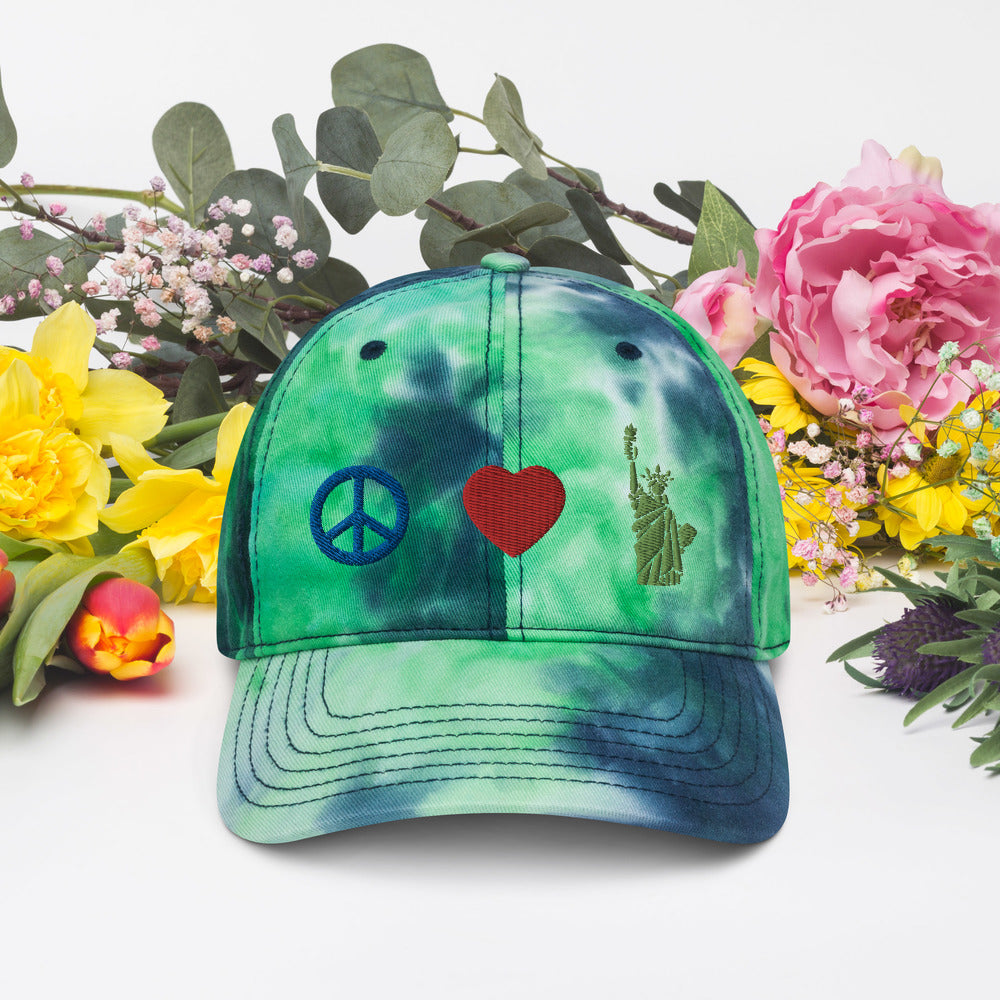 Peace Love Liberty Tie dye hat