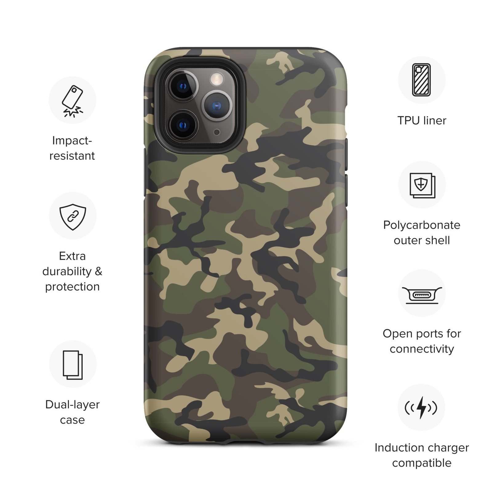 Woodland Camo Tough iPhone case