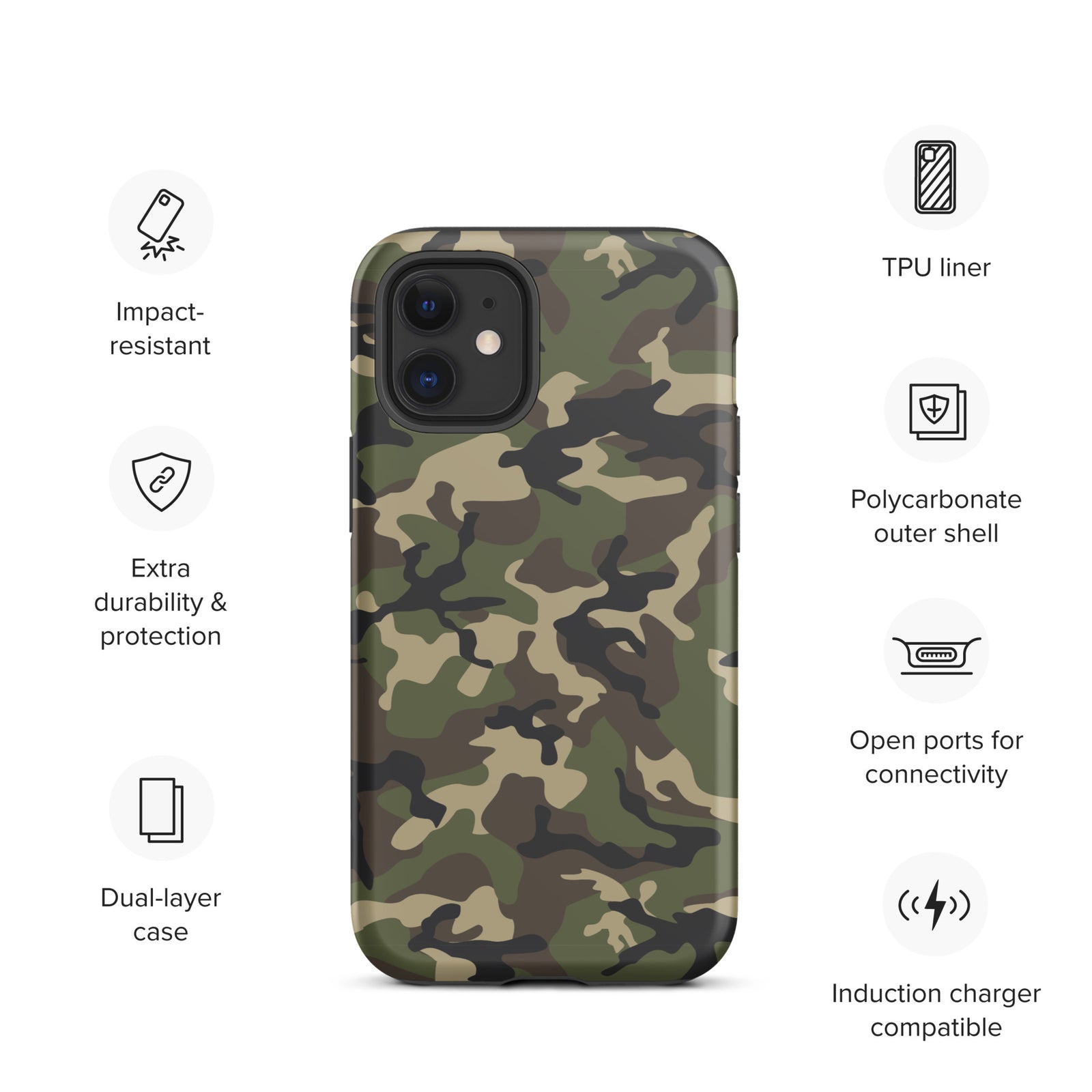 Woodland Camo Tough iPhone case