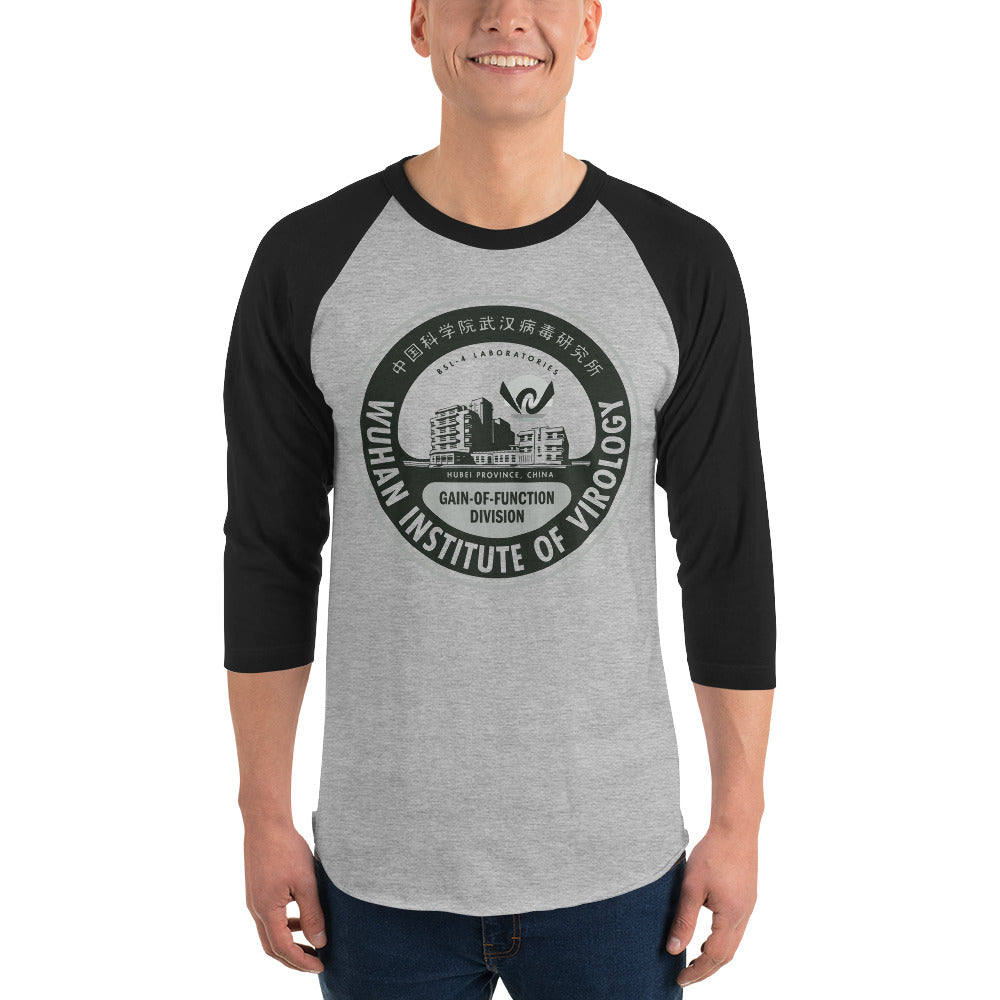 Wuhan Institute of Virology Parody 3/4 Sleeve Raglan Shirt