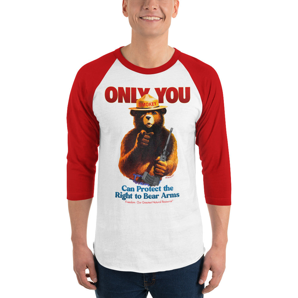 Only You Can Protect the Right to Bear Arms Smokie 3/4 sleeve raglan shirt