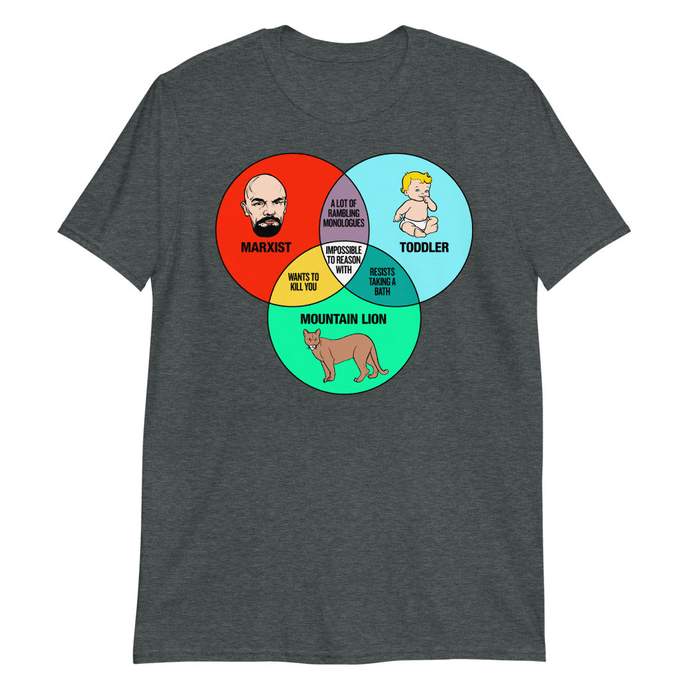 Marxist Toddler and Mountain Lion Venn Diagram Short-Sleeve Unisex T-Shirt