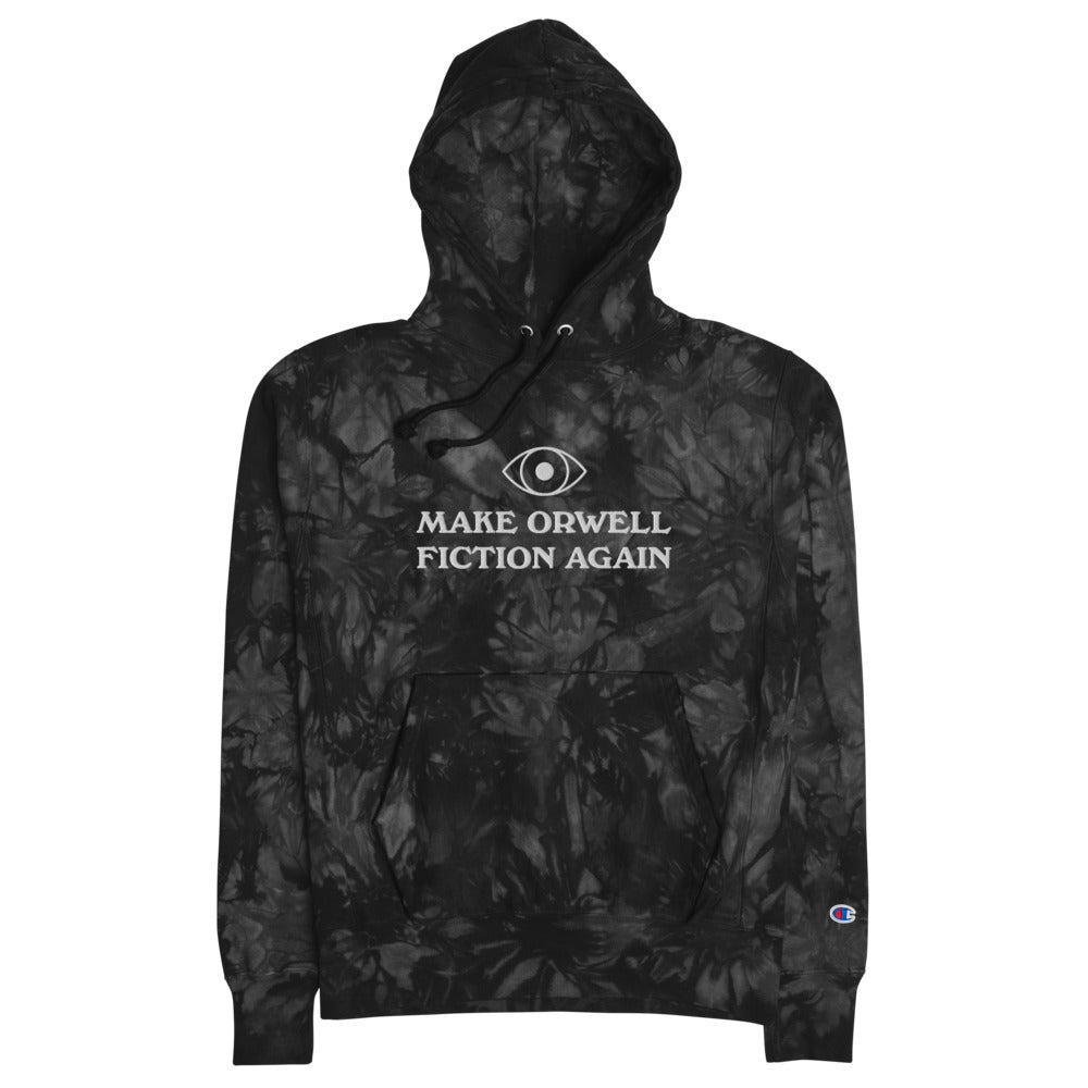 Make Orwell Fiction Again Unisex Embroidered Champion tie-dye hoodie
