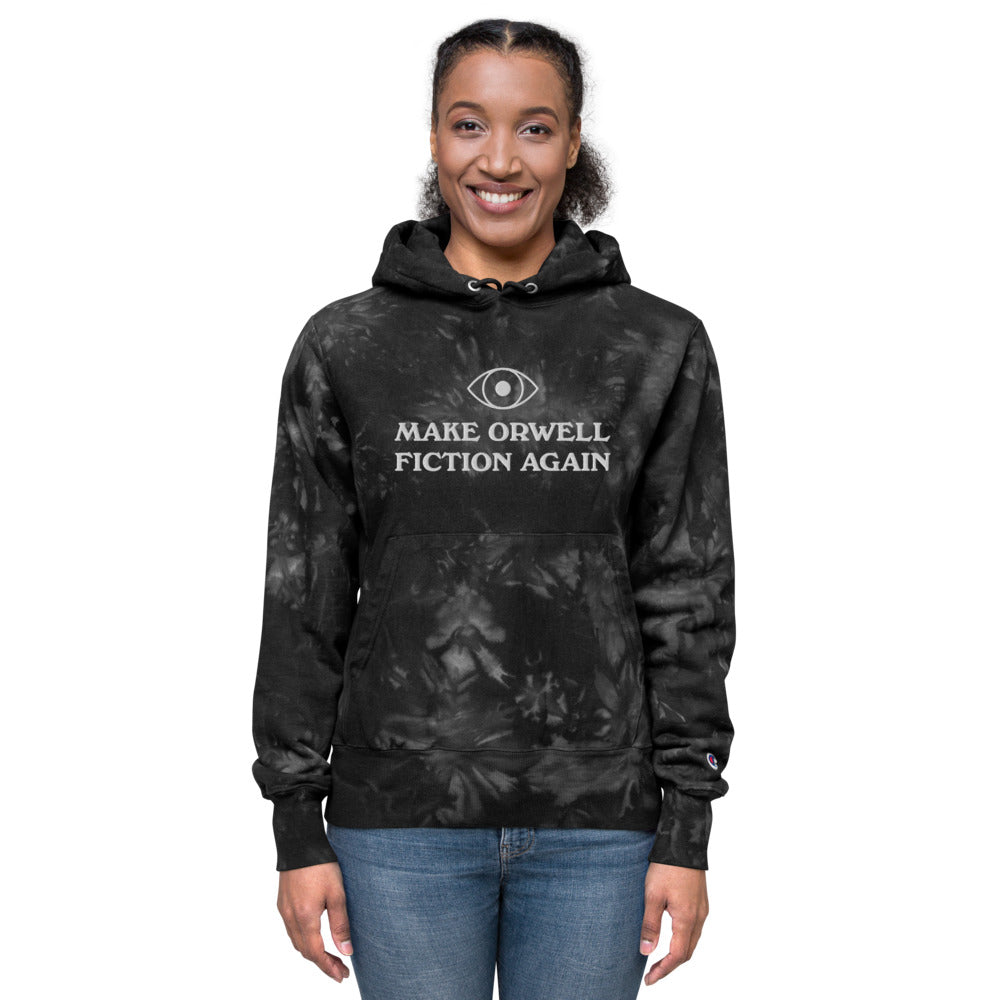 Make Orwell Fiction Again Unisex Embroidered Champion tie-dye hoodie