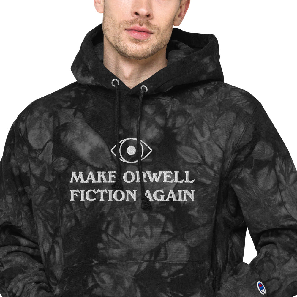 Make Orwell Fiction Again Unisex Embroidered Champion tie-dye hoodie