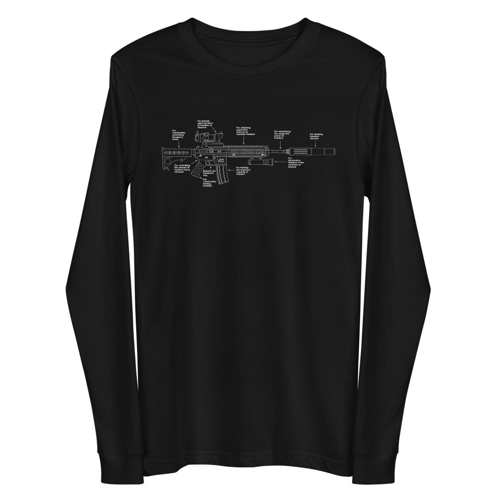 Parts of Freedom Carbine Schematic Long Sleeve T-Shirt