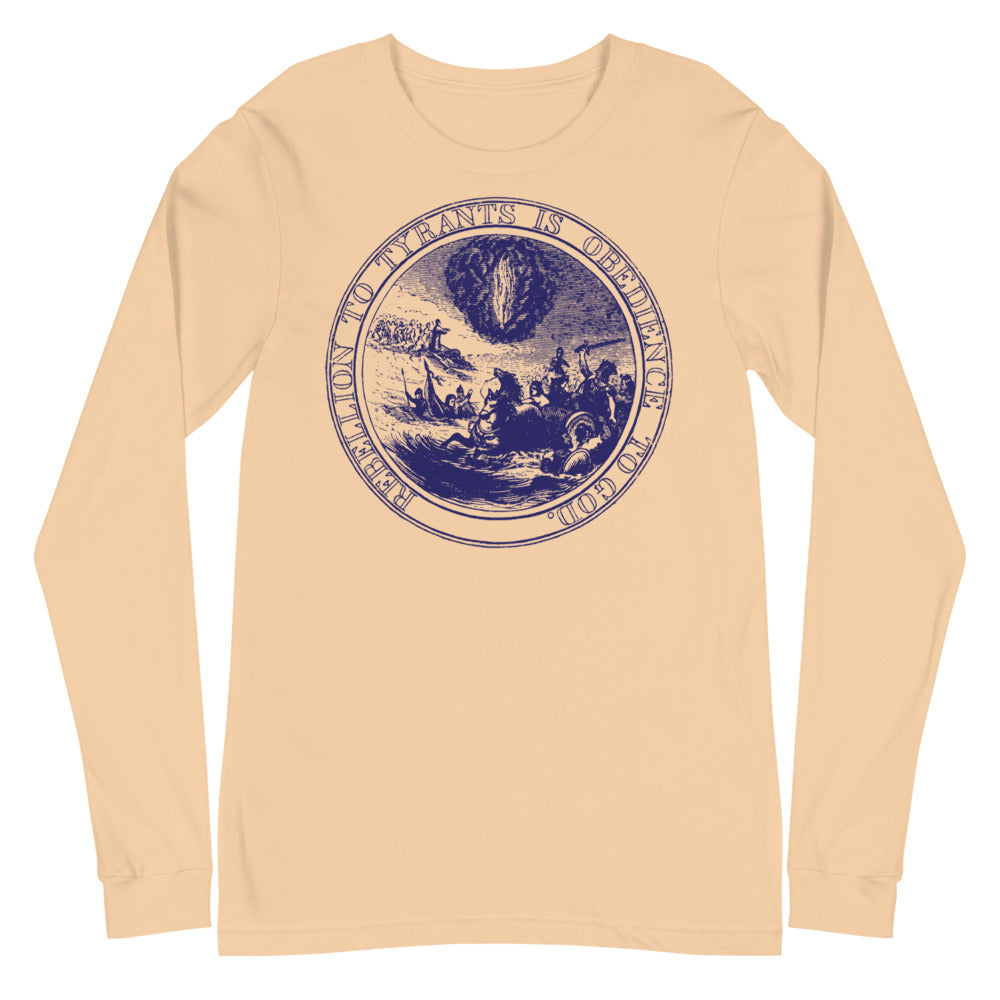 Rebellion to Tyrants is Obedience To God Franklin Motto Long Sleeve Tee