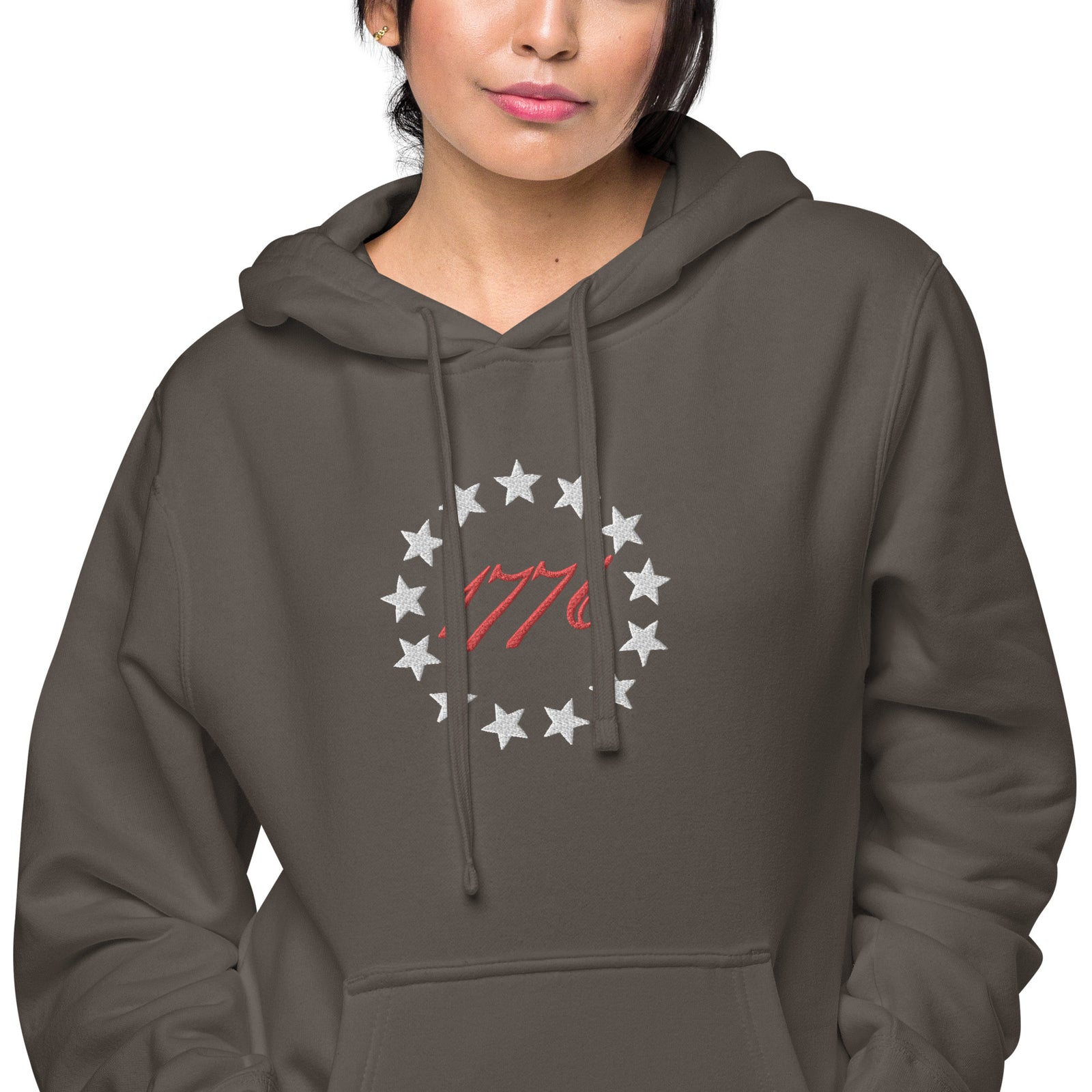 1776 Betsy Ross 13 Stars Embroidered Unisex pigment-dyed hoodie