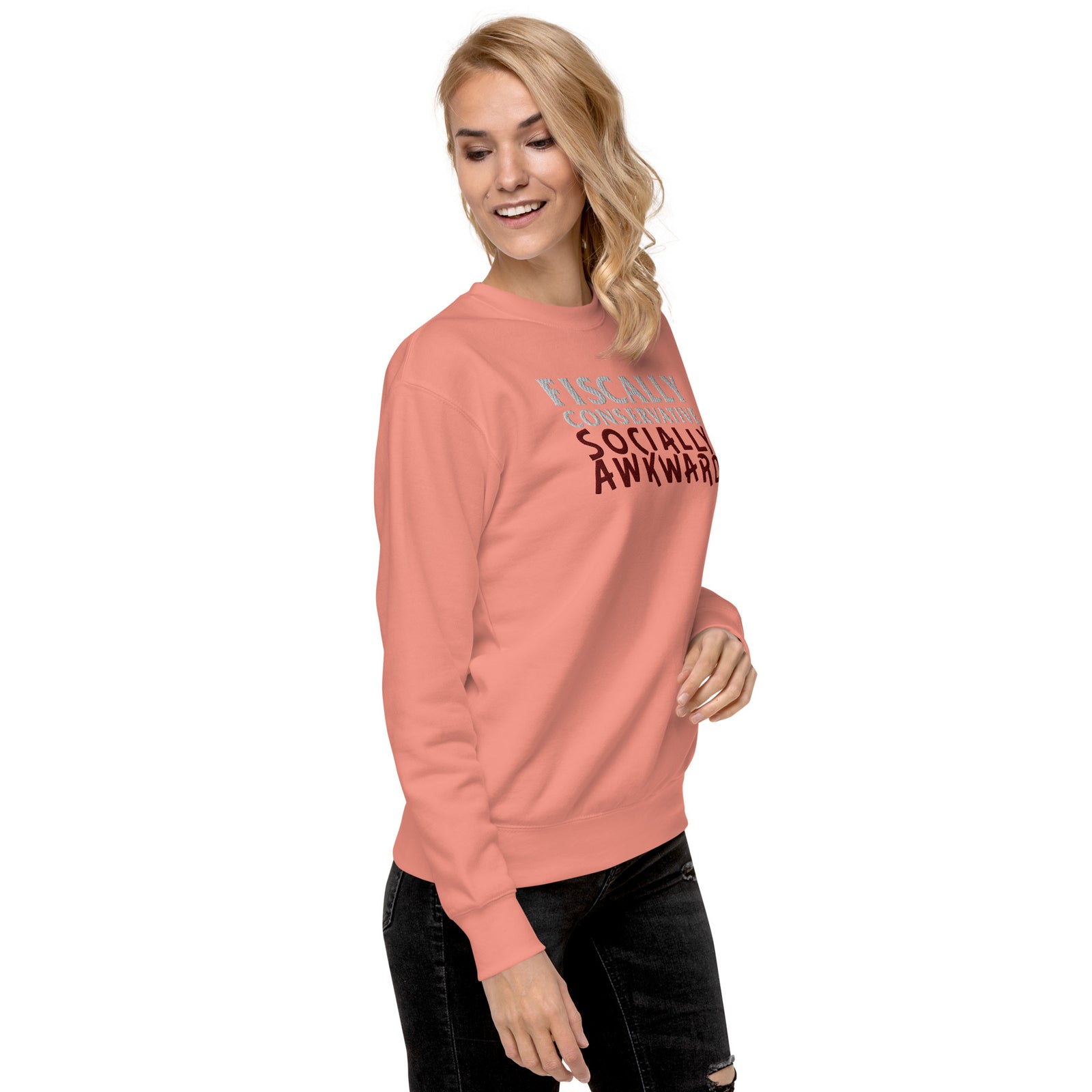 Fiscally Conservative Socially Awkward Crewneck Embroidered Sweatshirt