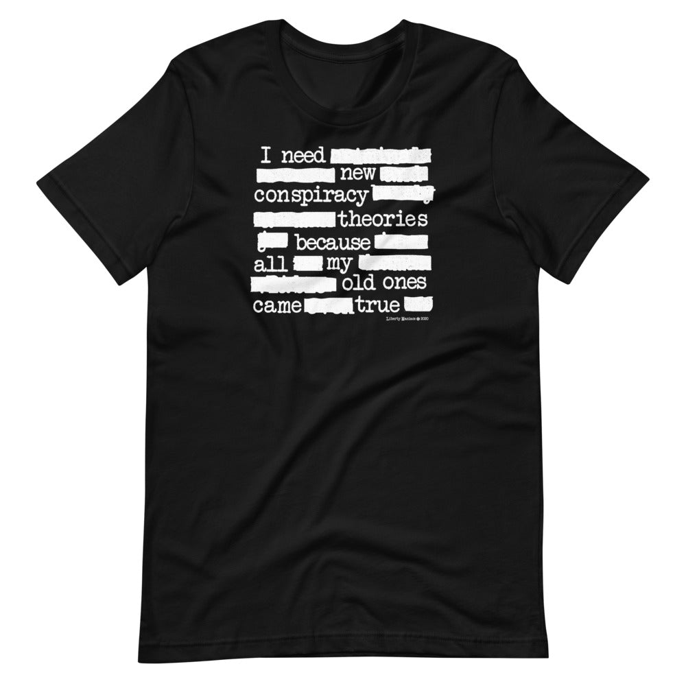 I Need New Conspiracy Theories Redacted CIA Short-Sleeve Unisex Graphic T-Shirt
